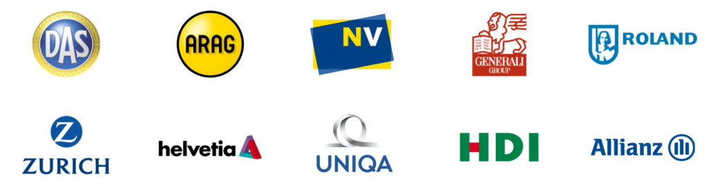 D.A.S. Rechtschutz, ARAG, Niederösterreichische Versicherung, Generali, Roland Rechtsschutz, Zürich Versicherung, Helvetia, Allianz, UNIQA